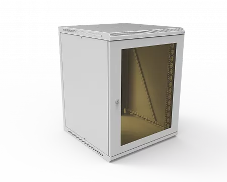 Шкаф телекоммуникационный настенный разборный МИКсистем 19" Basis 15U 600x600  дверь стекло серый