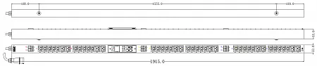 Блок розеток вертикальный с мониторингом MIK-2G-0U-32A-400-30-C13(LE)-12-C19(LE)-IEC309-32-3-P-M