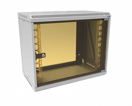 Шкаф телекоммуникационный настенный разборный МИКсистем 19" Lite 9U 600x350  дверь стекло серый