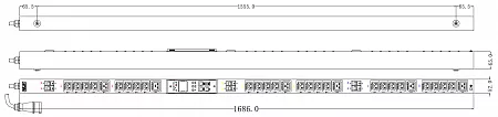 Блок розеток вертикальный с мониторингом MIK-2G-0U-32A-400-24-C13(LE)-6-C19(LE)-IEC309-32-3-P-M