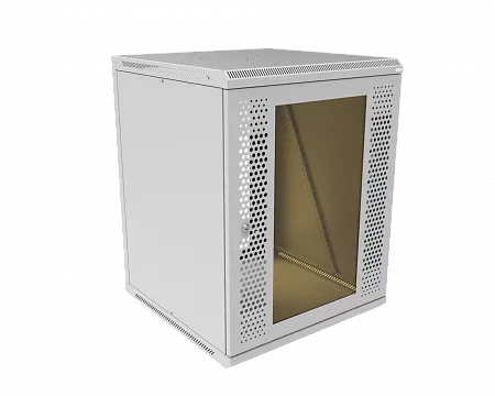 Шкаф телекоммуникационный настенный разборный МИКсистем 19" Basis 15U 600x600  дверь перфорация+стекло серый