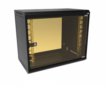 Шкаф телекоммуникационный настенный разборный МИКсистем 19" Lite 9U 600x350  дверь стекло черный