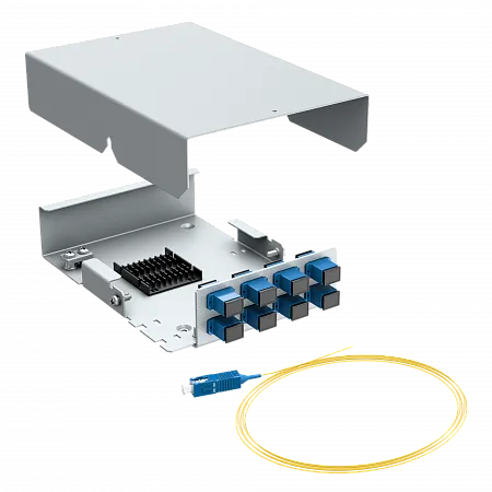 Кросс оптический настенный LANMIR укомплектованный 8 розеток SC/UPC 8 портов SM 9/125 OS2 1U серый