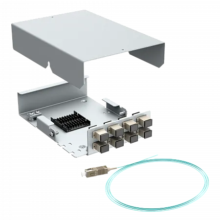 Кросс оптический настенный LANMIR укомплектованный 8 розеток SC/UPC 8 портов MM 50/125 OM3 1U серый