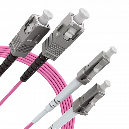 Шнур оптический переходной (патч-корд) LANMIR двойной многомодовый MM 50/125 OM4 LC/UPC-SC/UPC LSZH нг(А)-HF 10 м маджента