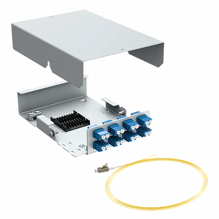 Кросс оптический настенный LANMIR укомплектованный 8 розеток 2LC/UPC 16 портов SM 9/125 OS2 1U серый