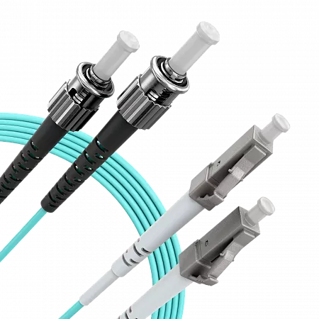 Шнур оптический переходной (патч-корд) LANMIR двойной многомодовый MM 50/125 OM3 LC/UPC-ST/UPC LSZH нг(А)-HF 10 м голубой